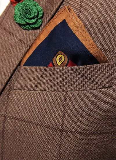  英倫復古咖啡格單排兩粒扣修身西裝潮 男士雅痞西服外套